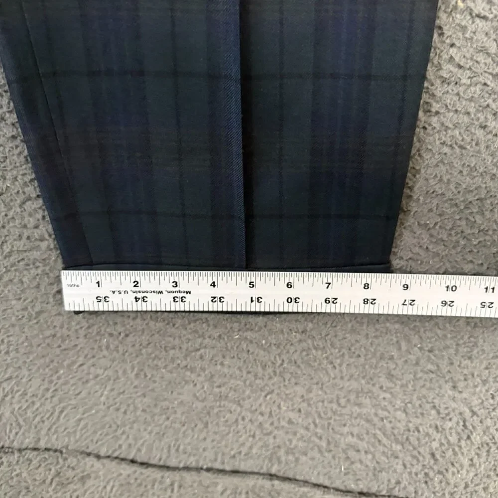 Vtg Banana Republic Dress Pants Mens 31x30 Blue Tartan Plaid Pleated Classic Fit